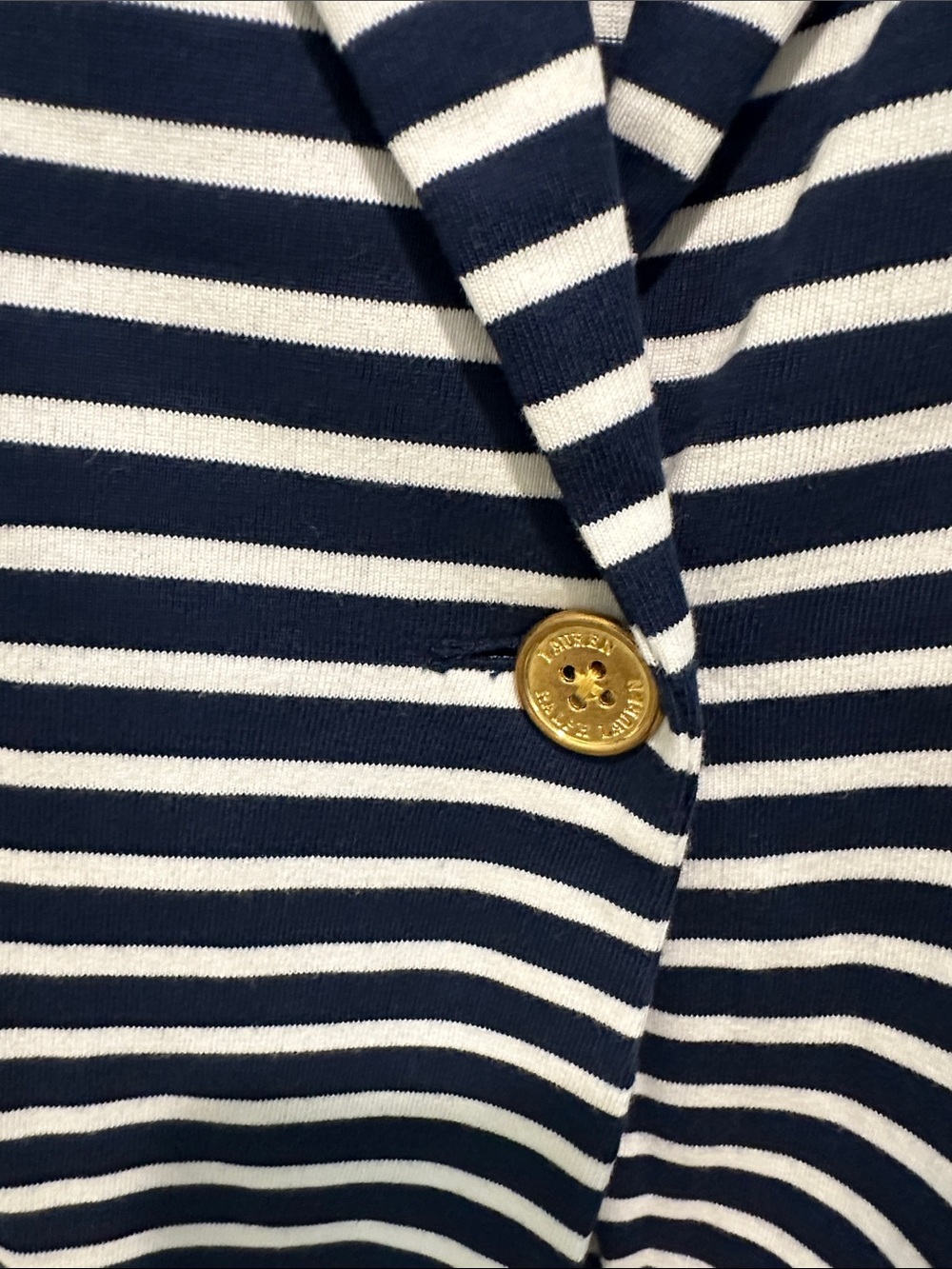 Lauren Ralph Lauren Navy and White Striped Single-Button Blazer - Picture 4 of 9